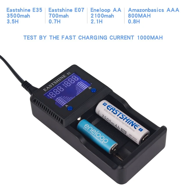 Alt view image 4 of 7 - Universal Battery Charger S2 LCD Display Speedy Smart Charger for Rechargeable Batteries Ni-MH Ni-Cd AA AAA Li-ion LiFePO4 IMR 10440 14500 16340 18650 RCR123 26650 18500 21700 & Car Adapter