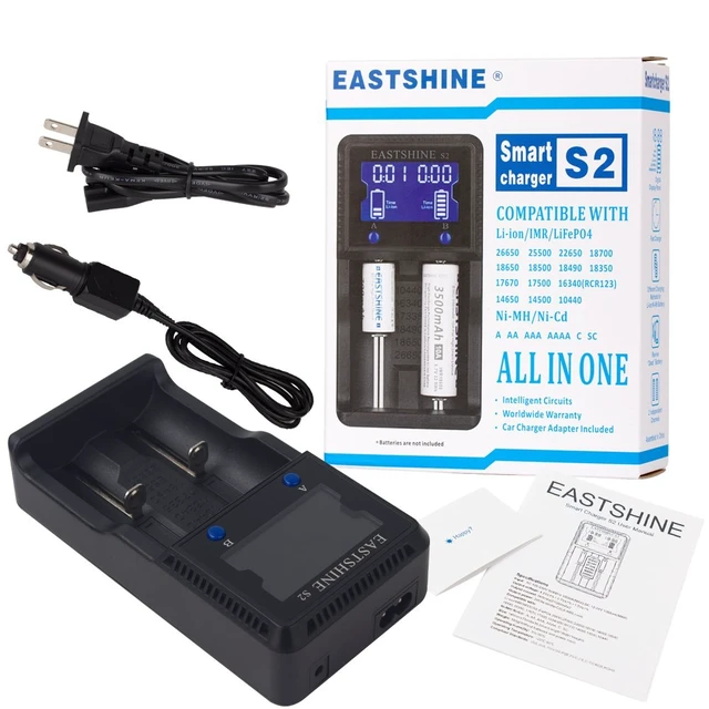 Alt view image 7 of 7 - Universal Battery Charger S2 LCD Display Speedy Smart Charger for Rechargeable Batteries Ni-MH Ni-Cd AA AAA Li-ion LiFePO4 IMR 10440 14500 16340 18650 RCR123 26650 18500 21700 & Car Adapter