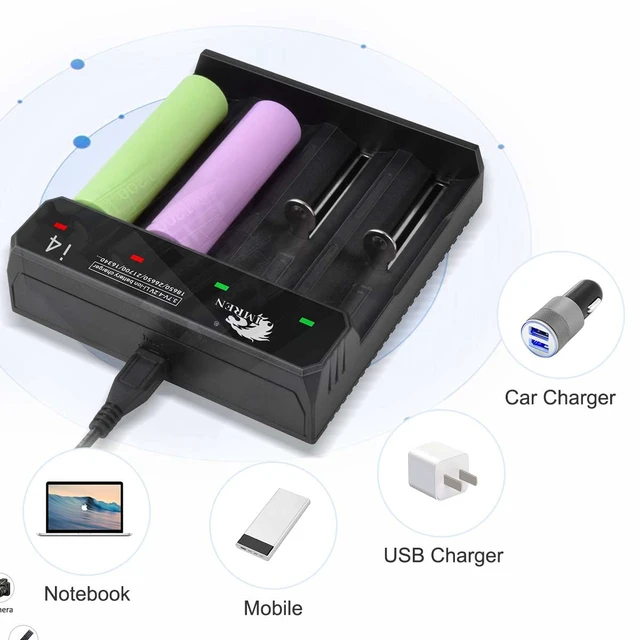 Alt view image 4 of 6 - 18650 Battery Charger,21700 Battery Charger,3.7V Lithium ion Rechargeale Battery for 3.7 Volt Battery 18650 18500 18350 10440 14500 16650 16340 20700 21700 26650 Batteries (4 Bay)