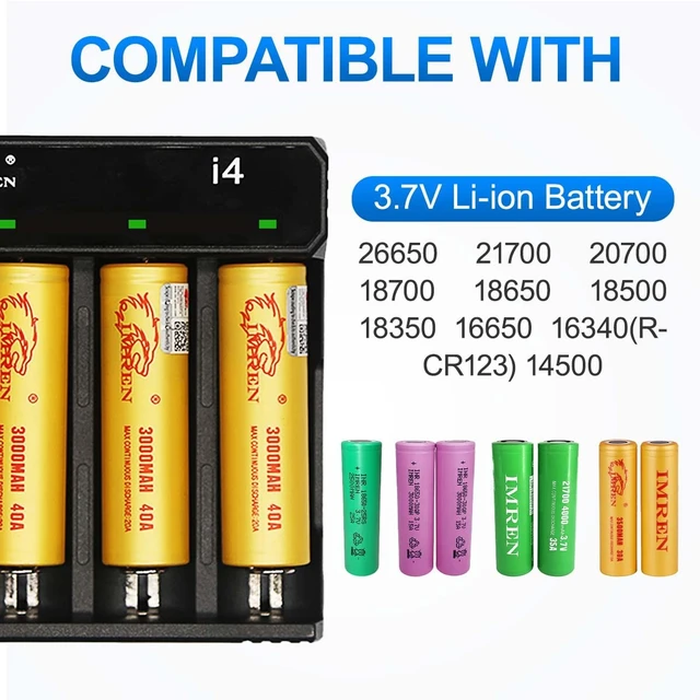 Alt view image 5 of 6 - 18650 Battery Charger,21700 Battery Charger,3.7V Lithium ion Rechargeale Battery for 3.7 Volt Battery 18650 18500 18350 10440 14500 16650 16340 20700 21700 26650 Batteries (4 Bay)