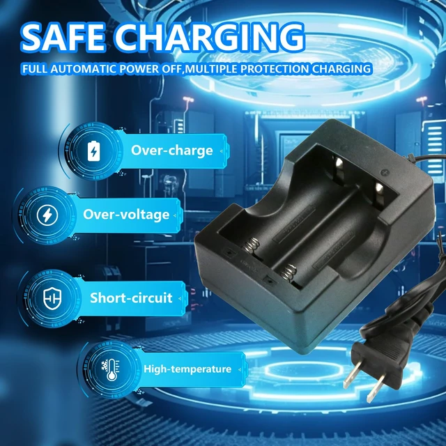 Alt view image 2 of 5 - 18650 Battery Charger, 1Pcs 4.2V Dual-Slot Charger for Rechargeable Batteries, Li-ion Rechargeable Battery Charger US Plug Charger (ZA059)