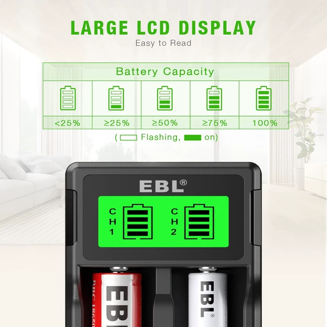 Alt view image 4 of 7 - Universal 18650 Battery Charger for 3.7V Lithium ion Rechargeable Batteries 26650 22650 18650 18490 18350 17670 17500 16340 (RCR123) 14500 and 1.2V Ni-MH Ni-CD Rechargeable C AA AAA Batteries