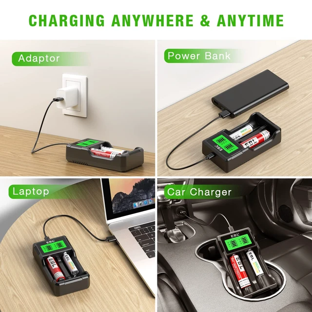 Alt view image 6 of 7 - Universal 18650 Battery Charger for 3.7V Lithium ion Rechargeable Batteries 26650 22650 18650 18490 18350 17670 17500 16340 (RCR123) 14500 and 1.2V Ni-MH Ni-CD Rechargeable C AA AAA Batteries