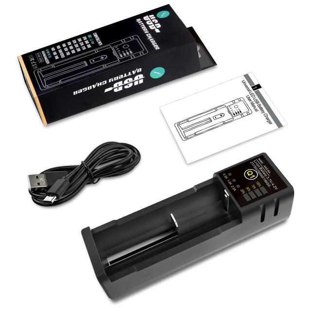 Alt view image 7 of 7 - 18650 Battery Charger, 1 Bay Battery Charger with Smart LCD Display Fast Charge for Rechargeable Batteries Li-ion NI-MH NI-Cd AA AAA C 21700 26650 13650 16340 18350 18700 RCR123
