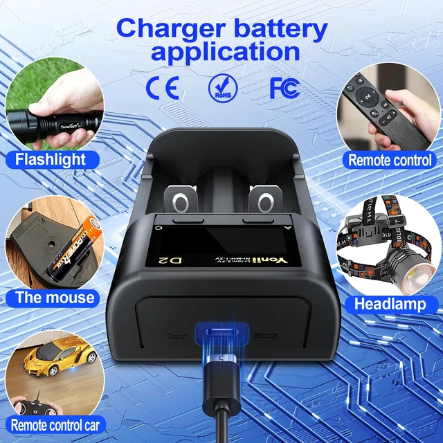 Alt view image 6 of 7 - 18650 Battery Charger,LCD Display Charger for 3.7V Li-ion Battery 18650,26650,21700,18500,18350,16650 1.2V LiFePO4 Ni-MH Ni-Cd A AA AAA Rechargeable Batteries(Battery not Included)
