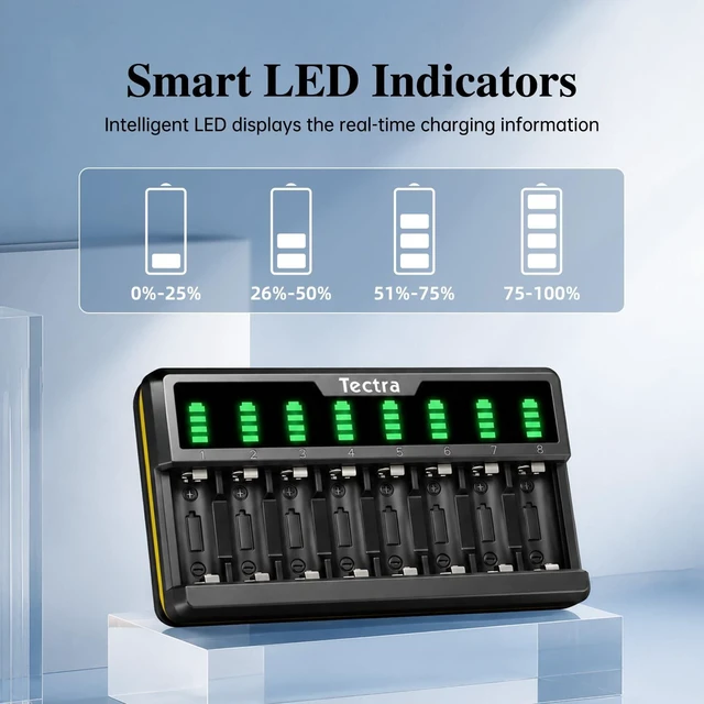 Alt view image 5 of 7 - Smart 8 Bays LED Rapid Charger for Rechargeable Li-ion 123A, RCR123A, 16340, 17335 Battery and Arlo VMC3030 VMK3200 VMS3330 3430 3530 Battery (Batteries not Included)