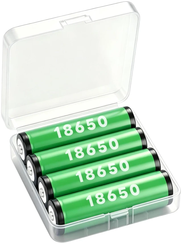 Main image of 4-Slot 18650 Battery Case, Heavy Duty PC Protective Storage Holder, Water-Resistant Shockproof Battery Organizer Box for Flashlight, Travel, Outdoors