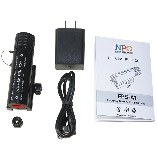 Alt view image 7 of 7 - EPS-A1 Battery Compartment & Charger 2 in 1 for 18650-Batteries | Quick Detach Battery Holder, Picatinny/Weaver/MIL-STD-1913 Rail, Mil-Standard Shockproof, IP68 Waterproof, USB-C Port
