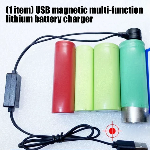 Alt view image 7 of 7 - Universal Li-ion Battery Charger Magnetic, 60cm/2 Ft USB Fast Charging Cable Compatible for All Models of 3.7 V Rechargeable Lithium Li-ion Batteries