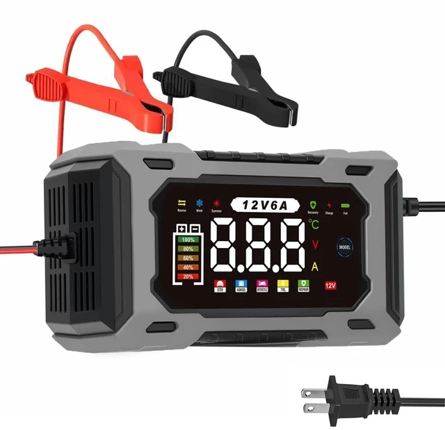 Main image of 12V 6A Smart Battery Charger Maintainer, Fully Automatic Trickle Charger | MultiStage Charging & Comprehensive Safety Protection, for LeadAcid (AGM, GEL, SLA, Flooded, deepcycle) batteries