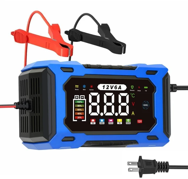 Main image of 12V 6A Smart Battery Charger Maintainer, Fully Automatic Trickle Charger | MultiStage Charging & Comprehensive Safety Protection, for LeadAcid (AGM, GEL, SLA, Flooded, deepcycle) batteries