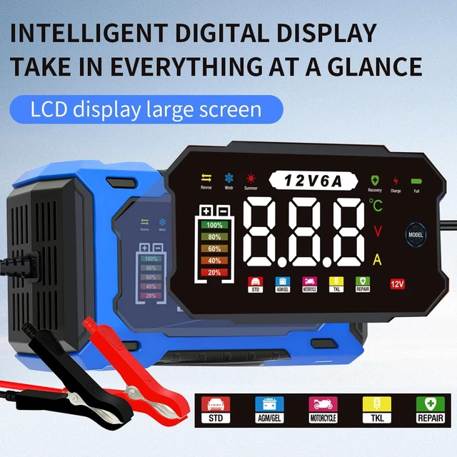 Alt view image 5 of 7 - 12V 6A Smart Battery Charger Maintainer, Fully Automatic Trickle Charger | MultiStage Charging & Comprehensive Safety Protection, for LeadAcid (AGM, GEL, SLA, Flooded, deepcycle) batteries