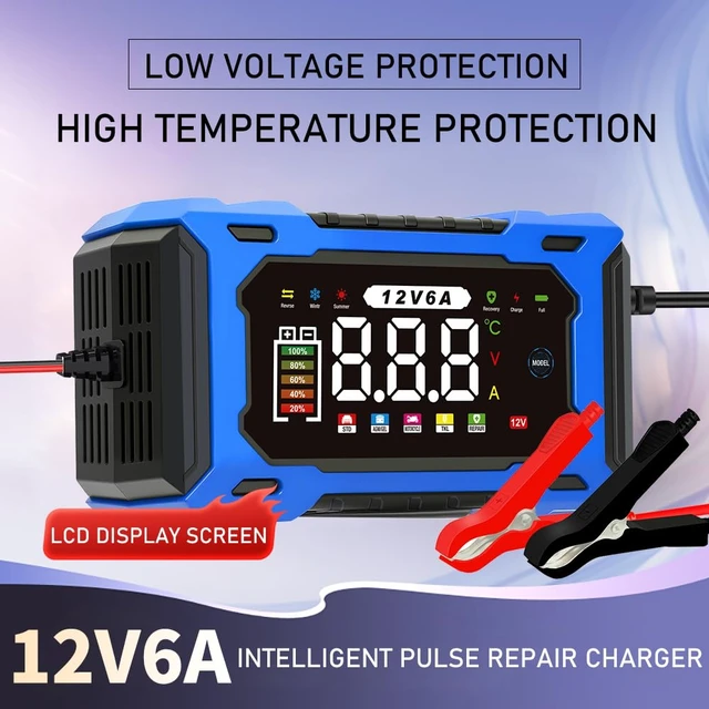 Alt view image 7 of 7 - 12V 6A Smart Battery Charger Maintainer, Fully Automatic Trickle Charger | MultiStage Charging & Comprehensive Safety Protection, for LeadAcid (AGM, GEL, SLA, Flooded, deepcycle) batteries