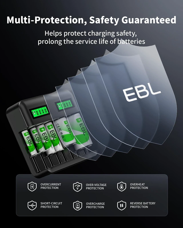 Alt view image 5 of 7 - LCD 8 Bay Battery Charger, AA AAA C D Rechargeable Battery Charger for Rechargeable Batteries Ni-MH AA AAA C D Batteries with Type C Input