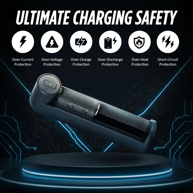 Alt view image 2 of 7 - 18650 Rechargeable Battery Charger by Guard Dog Security, Charger Single Slot, 3.7v, USB Fast Charging, Compatible with 18350,18650, 26650, 21700, 26650 for Flashlights and Devices