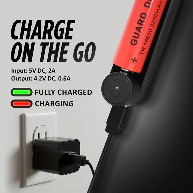 Alt view image 5 of 7 - 18650 Rechargeable Battery Charger by Guard Dog Security, Charger Single Slot, 3.7v, USB Fast Charging, Compatible with 18350,18650, 26650, 21700, 26650 for Flashlights and Devices