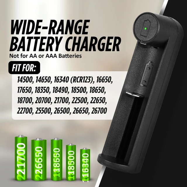 Alt view image 7 of 7 - 18650 Rechargeable Battery Charger by Guard Dog Security, Charger Single Slot, 3.7v, USB Fast Charging, Compatible with 18350,18650, 26650, 21700, 26650 for Flashlights and Devices