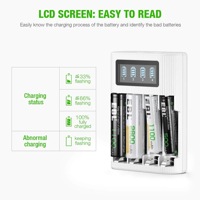 Alt view image 3 of 6 - LCD Battery Charger for AA AAA NiCD NiMH Rechargeable Battery 4 Bay | Smart LCD Charger with 2 USB Input Port for Ni-CD Ni-MH Battery