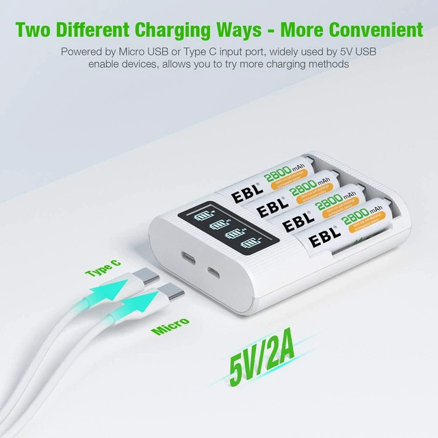 Alt view image 4 of 6 - LCD Battery Charger for AA AAA NiCD NiMH Rechargeable Battery 4 Bay | Smart LCD Charger with 2 USB Input Port for Ni-CD Ni-MH Battery