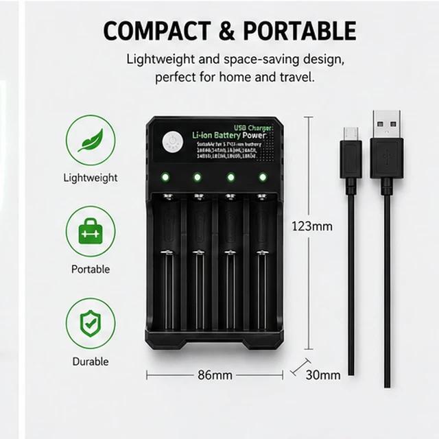 Alt view image 3 of 3 - 16340 Battery Charger Universal Charger Set for 16340mm Batteries | Universal Charger for Rechargeable Batteries Lithium Li-ion IMR INR ICR 14500 16340 21700 26650 3.7V