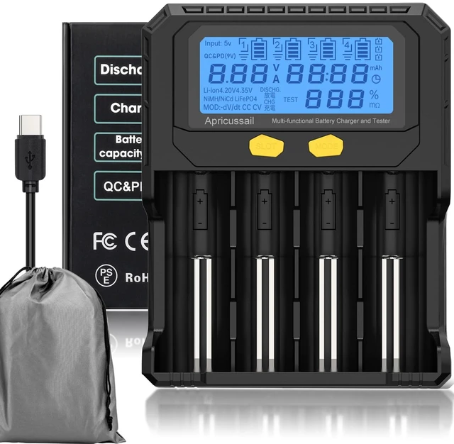 Main image of 4-Slot Fast Battery Charger &Tester for 3.2V LiFPO4 3.7V Li-ion 1.2V Ni-MH/Ni-CD Batteries,LCD Displayer,Intelligent Identification,Safe Protection,Compatible with 18650 21700 AA AAA Batteries
