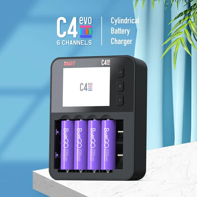 Alt view image 2 of 7 - C4 EVO Smart Universal Fast Battery Charger | AA AAA 18650 21700 Compatible, Discharger for Ni-MH/NiZn/Li-Ion with Cycle Activate, USB-C Input