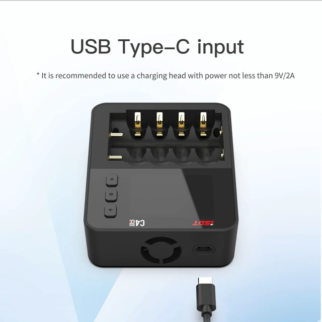 Alt view image 4 of 7 - C4 EVO Smart Universal Fast Battery Charger | AA AAA 18650 21700 Compatible, Discharger for Ni-MH/NiZn/Li-Ion with Cycle Activate, USB-C Input