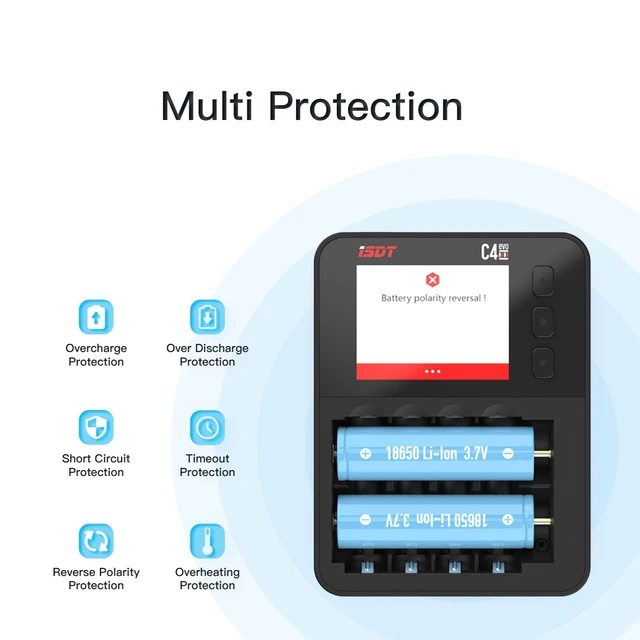 Alt view image 7 of 7 - C4 EVO Smart Universal Fast Battery Charger | AA AAA 18650 21700 Compatible, Discharger for Ni-MH/NiZn/Li-Ion with Cycle Activate, USB-C Input
