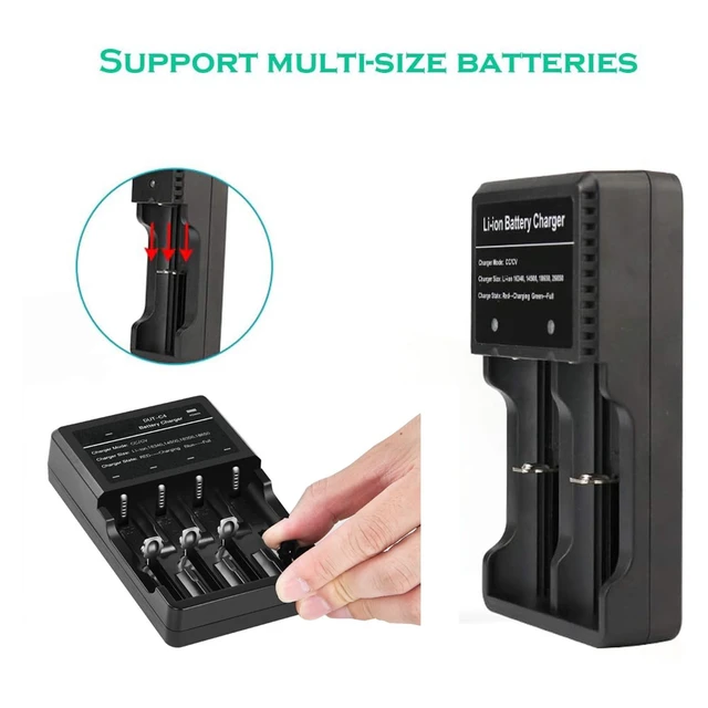 Alt view image 3 of 7 - 26650 Battery Charger 2-Bay Fast Charging for 18650 26650 14500 3.7 4.2V Rechargeable Lithium Batteries - Not Battery