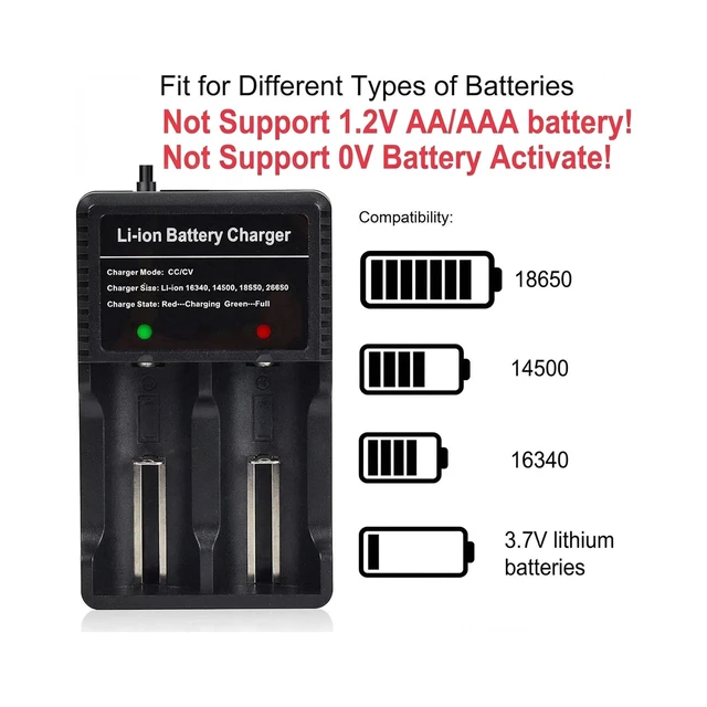 Alt view image 4 of 7 - 26650 Battery Charger 2-Bay Fast Charging for 18650 26650 14500 3.7 4.2V Rechargeable Lithium Batteries - Not Battery