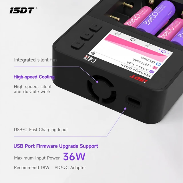 Alt view image 7 of 7 - Professional Battery Charger Analyzer Discharger for AA AAA 18650 21700, 1.5V Li-Ion 1.2V NiMH Smart Charger with LCD Display Fast Charging Adjustable Current