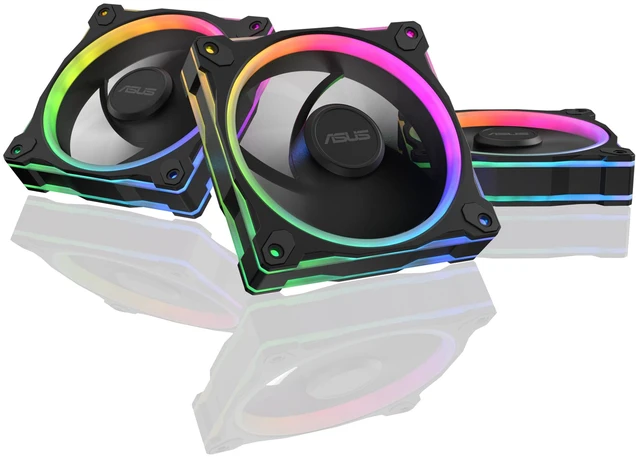 Main image of Prime MR120 ARGB Fan Black Triple Pack, 28mm Extra-Thick Frame, Quiet, high-Performance Cooling with PWM, 20 ARGB LEDs with Dual-Sided Frame Lighting, Aura Sync, 2 Year Warranty