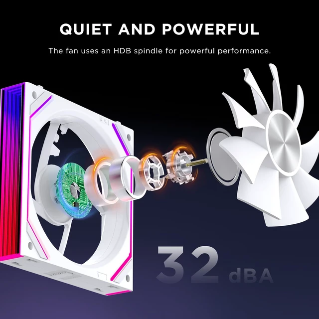 Alt view image 4 of 7 - Interstellar 3 Packs V2RS 120mm ARGB PC Fans_White Forward | Slide-in interlocking| Infinity Mirror| Daisy-Chain| ARGB Sync| 4 PIN PWM 1850RPM| Low noise| High Airflow & Pressure