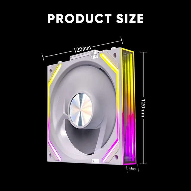 Alt view image 7 of 7 - Interstellar 3 Packs V2RS 120mm ARGB PC Fans_White Forward | Slide-in interlocking| Infinity Mirror| Daisy-Chain| ARGB Sync| 4 PIN PWM 1850RPM| Low noise| High Airflow & Pressure