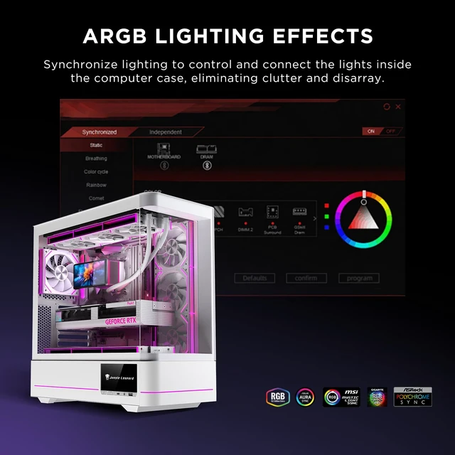 Alt view image 5 of 7 - Interstellar 3 Packs V2RS 120mm ARGB PC Fans_White Forward | Slide-in interlocking| Infinity Mirror| Daisy-Chain| ARGB Sync| 4 PIN PWM 1850RPM| Low noise| High Airflow & Pressure