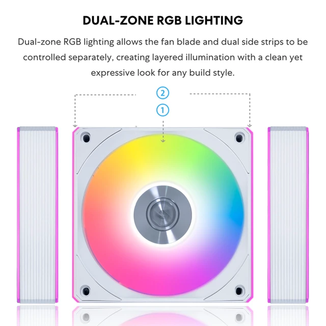 Alt view image 5 of 7 - UNI Fan CL Flex 120 Reverse Blade ARGB PWM Fan, Single Pack, White | 120mm ARGB PWM fan keeps the clean RGB side visible while delivering strong airflow. Controller Not Included (12RCL1F1W)