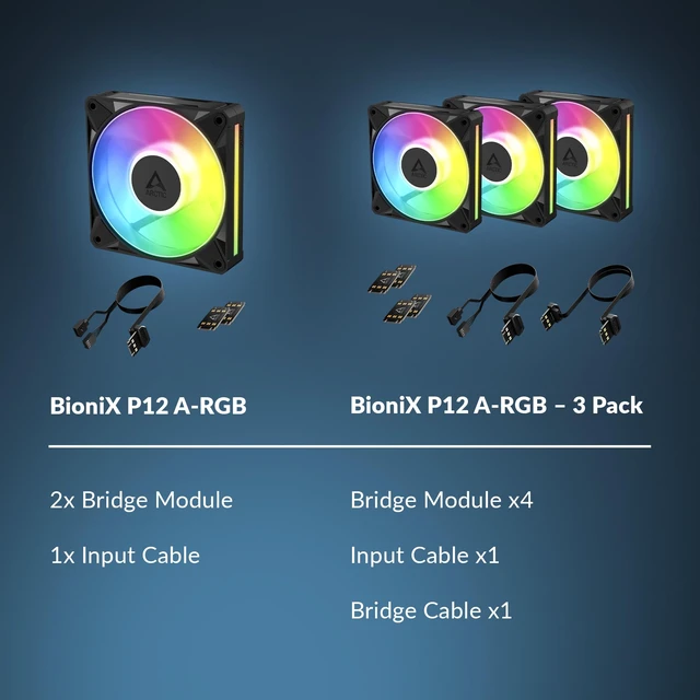 Alt view image 7 of 7 - BioniX P12 A-RGB, 120 mm PWM Fan with Daisy Chain | High static pressure, 4002500 rpm, 16 A-RGB LEDs, translucent side panel, wireless connection