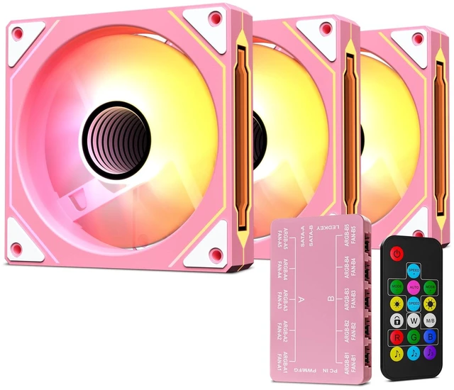 Main image of Pink LF120 3-Pack Infinite Mirror PC Fan 120 mm ARGB Case Fan | ARGB & PWM Smart Control, FDB Bearing, Controller Included, Nine Blades Design & 8 Rubber Pads for Low-Noise Operation