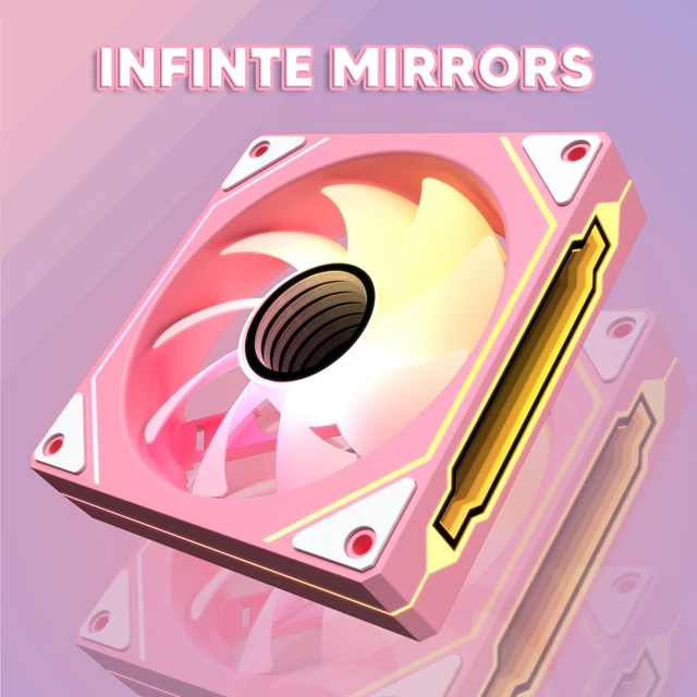Alt view image 2 of 7 - Pink LF120 3-Pack Infinite Mirror PC Fan 120 mm ARGB Case Fan | ARGB & PWM Smart Control, FDB Bearing, Controller Included, Nine Blades Design & 8 Rubber Pads for Low-Noise Operation