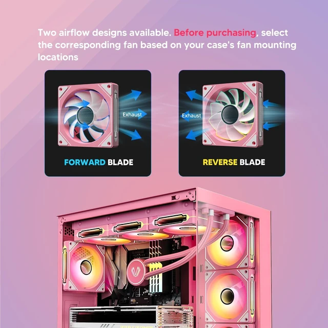 Alt view image 7 of 7 - Pink LF120 3-Pack Infinite Mirror PC Fan 120 mm ARGB Case Fan | ARGB & PWM Smart Control, FDB Bearing, Controller Included, Nine Blades Design & 8 Rubber Pads for Low-Noise Operation