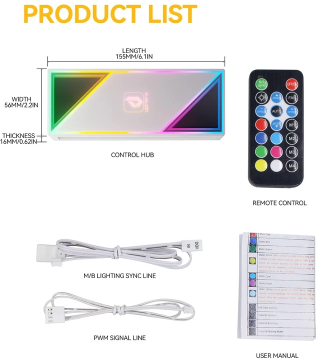 Alt view image 7 of 7 - ARGB PWM Fan Hub Controller - 1 to 12-Port Fan Splitter, Infinity Mirror Design, Buck Speed Control for 3-Pin/4-Pin Fans, SATA-Powered, No 5V 3-Pin MB Required for Custom RGB Builds,P12PARGBWT