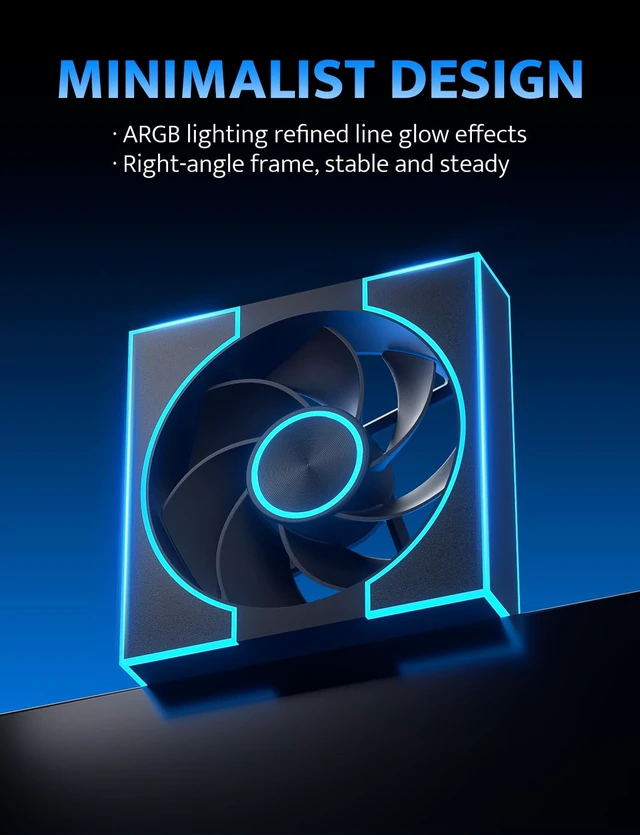 Alt view image 2 of 7 - 3-Pack 120mm PC Case Fans, PWM ARGB Sync, Addressable RGB Cooling Fans for Computer Case & High Airflow Reverse(DM8R LINE, Black)