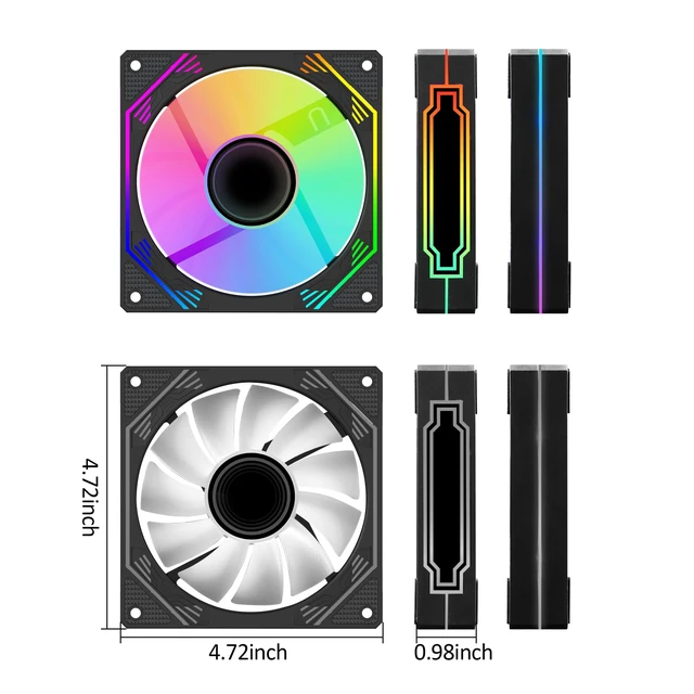 Alt view image 2 of 7 - 120mm ARGB PWM Reverse Airflow PC CPU Case Cooling Fans 600-1800RPM 3-Pack | Reverse-Airflow 5V 3Pin Addressable RGB PWM Fans with 4-Pin Motherboard Sync for PC Computer Water-Cooling & CPU Cooler