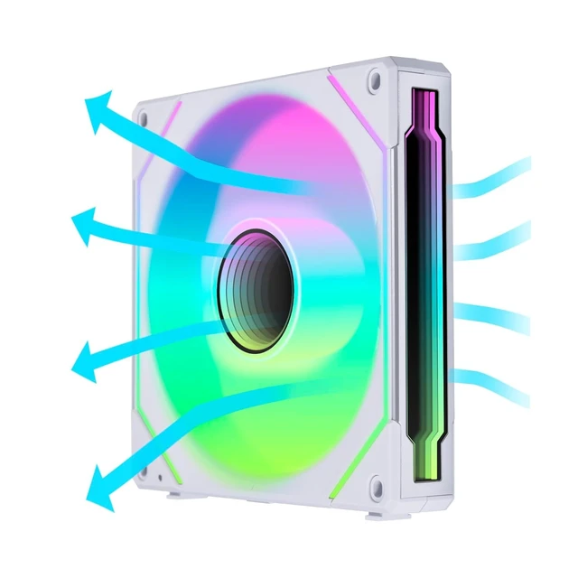 Alt view image 3 of 6 - UNI Fan SL-Infinity 140 Reverse Blade Fan-White-14RSLIN1W | Single Pack, Non-Wireless, Daisy-Chain Design, Infinity Mirror, Without Controller
