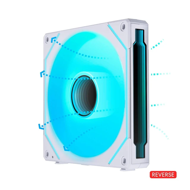 Alt view image 5 of 6 - UNI Fan SL-Infinity 140 Reverse Blade Fan-White-14RSLIN1W | Single Pack, Non-Wireless, Daisy-Chain Design, Infinity Mirror, Without Controller