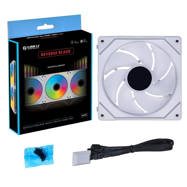 Alt view image 4 of 6 - UNI Fan SL-Infinity 140 Reverse Blade Fan-White-14RSLIN1W | Single Pack, Non-Wireless, Daisy-Chain Design, Infinity Mirror, Without Controller