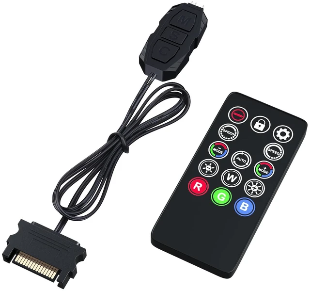 Main image of Mini ARGB PC Fans Controller Kit with One-to-One Matching Function for Computer Case RGB Fans, PC ARGB Heat Sink (3 Pin, 14 Key, SATA Power, 5th Gen)