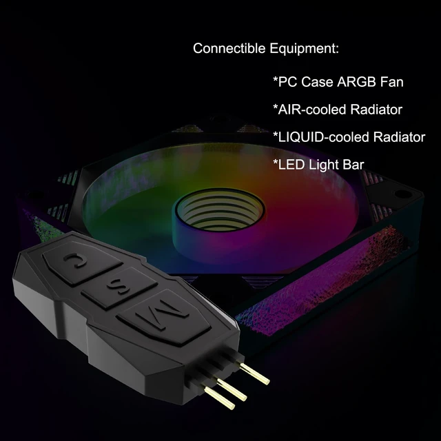 Alt view image 3 of 6 - Mini ARGB PC Fans Controller Kit with One-to-One Matching Function for Computer Case RGB Fans, PC ARGB Heat Sink (3 Pin, 14 Key, SATA Power, 5th Gen)