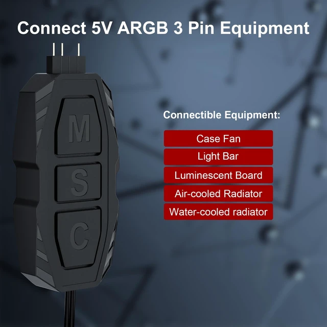 Alt view image 2 of 6 - Mini ARGB PC Fans Controller Kit with One-to-One Matching Function for Computer Case RGB Fans, PC ARGB Heat Sink (3 Pin, 14 Key, SATA Power, 5th Gen)