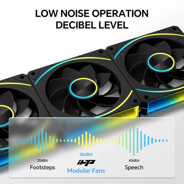 Alt view image 7 of 7 - EY120PRO 120mm Reverse ARGB Case Fans, 1800RPM 61.5CFM, 3-Pack | Pin-to-Pin Fan Connection, Side Infinity Mirror Lighting, Front ARGB Lighting, Hydro Bearing